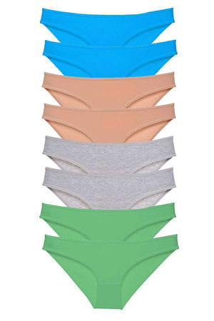 8pcs Super Eco Set Lycra Women Slip Panties Skin Gray Green Blue