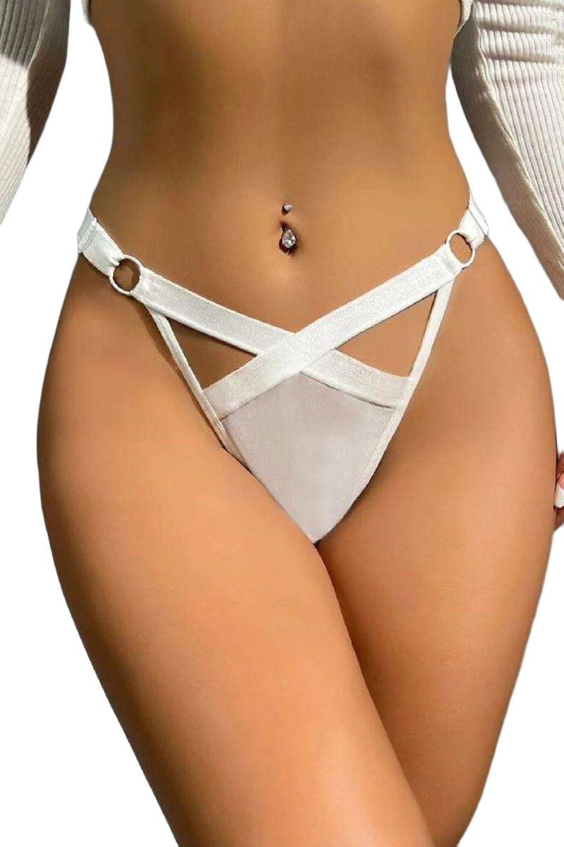 Women's Fancy Lingerie Thong Panties Perfect Fall D219 White