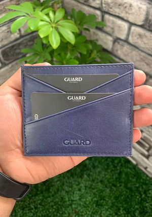 Antique Navy Blue Genuine Leather Card Holder