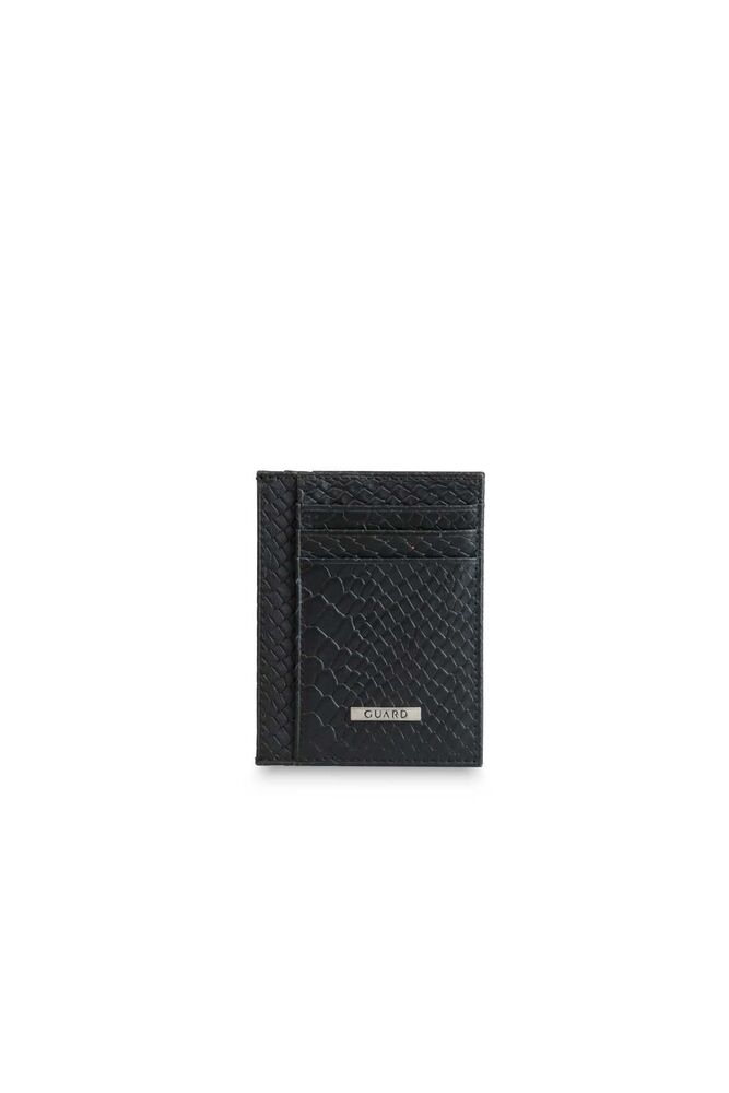 Black Python Patterned Leather Card Holder