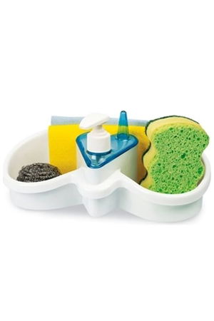 Sink Organizer Soap Dispenser Organizer with Sponge and Detergent Reservoir