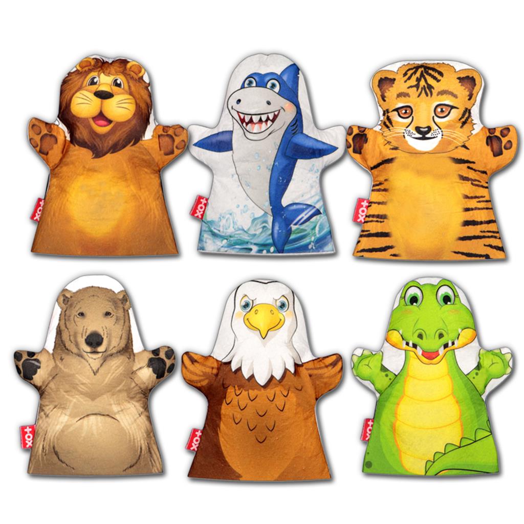 6 Piece Wild Animals Hand Puppet Set , Educational Toy