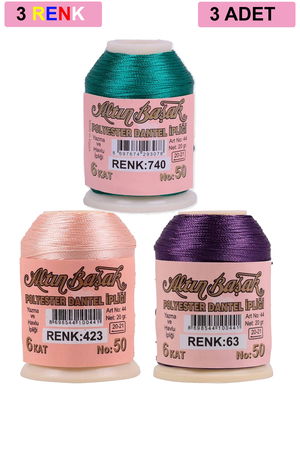 3 Pieces Altinbasak Oya and Lace Floss 20 gr - Turk - No: 423 - 063 - 740