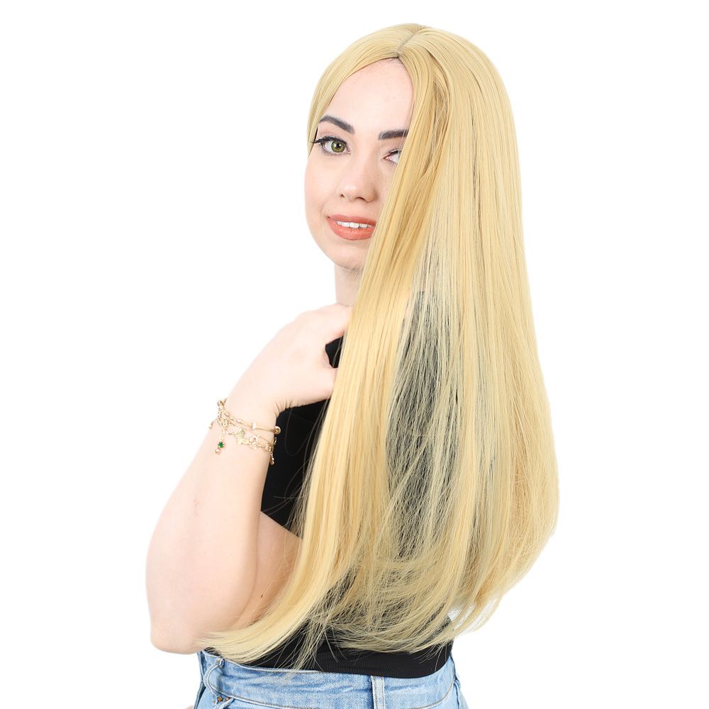 Kanekalon Fiber Synthetic Long Straight Wig / Yellow