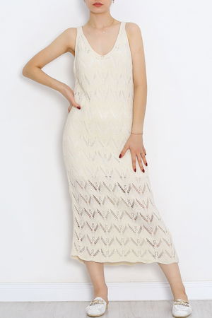 Lined Sweater Dress Beige1