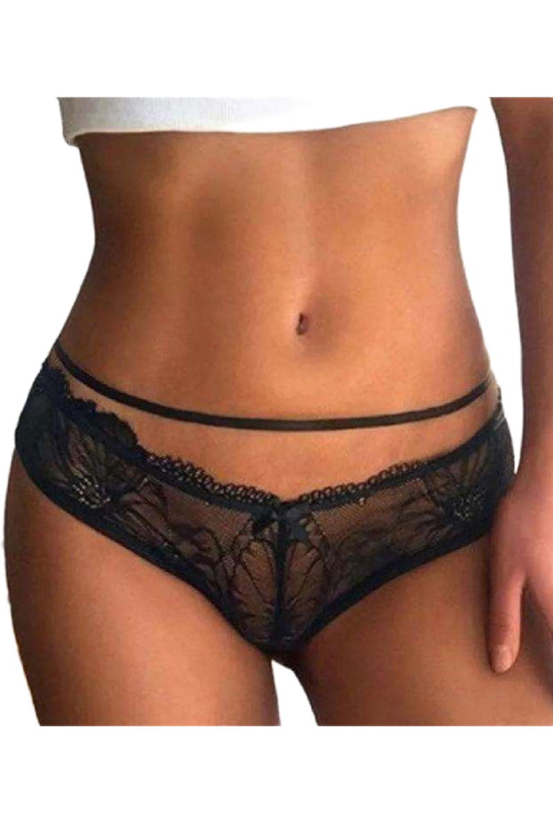 Women's Fancy Lingerie Thong Panties Perfect Fall D194 Black