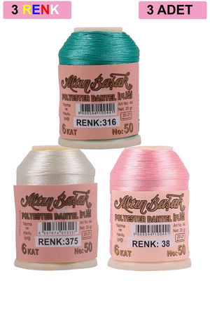 3 Pieces Altinbasak Oya and Lace Floss 20 gr - Turk - No: 375 - 038 - 316