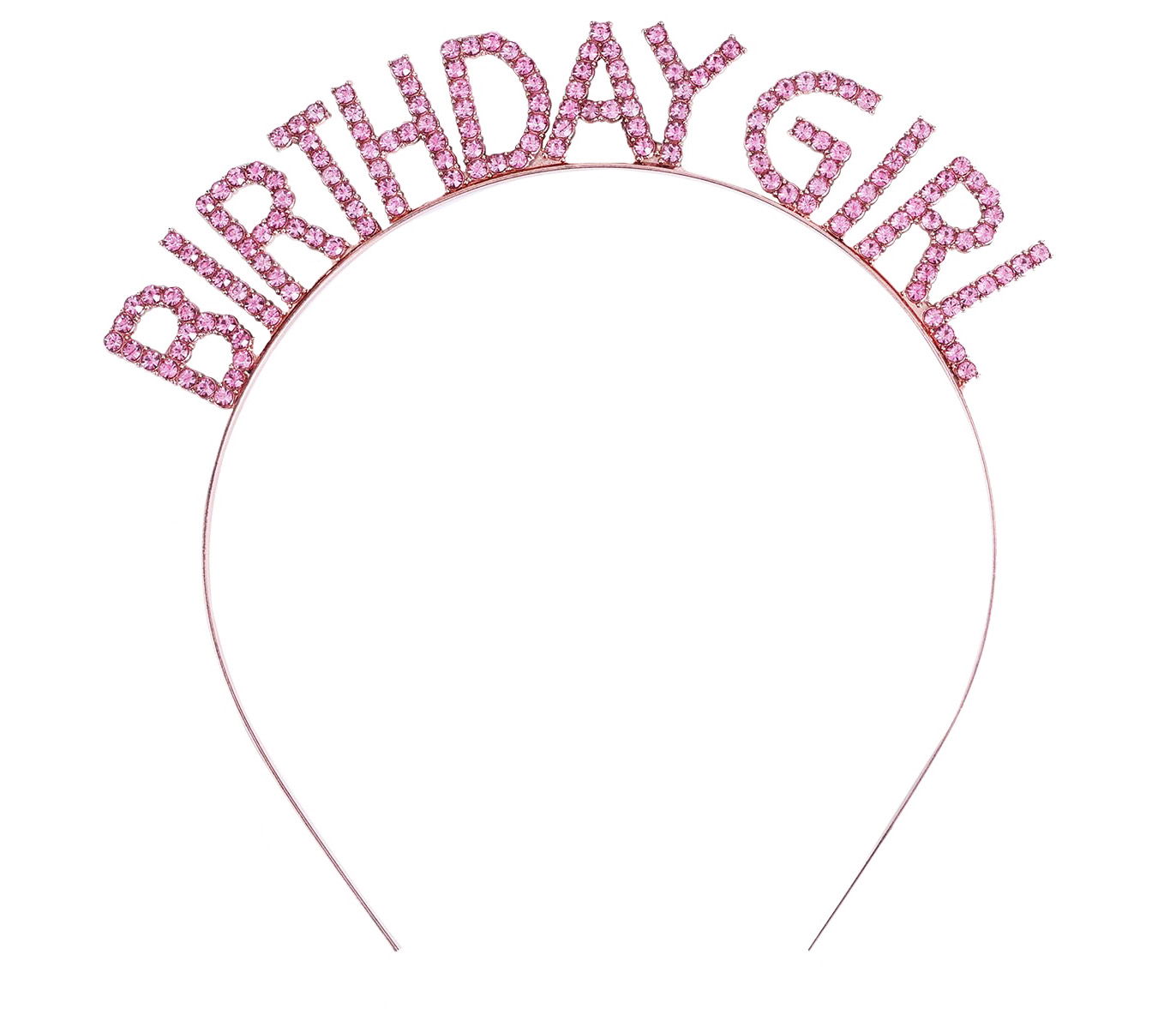 Pink Color Crystal Stone Shiny Birthday Girl Written Crown 16x17 cm