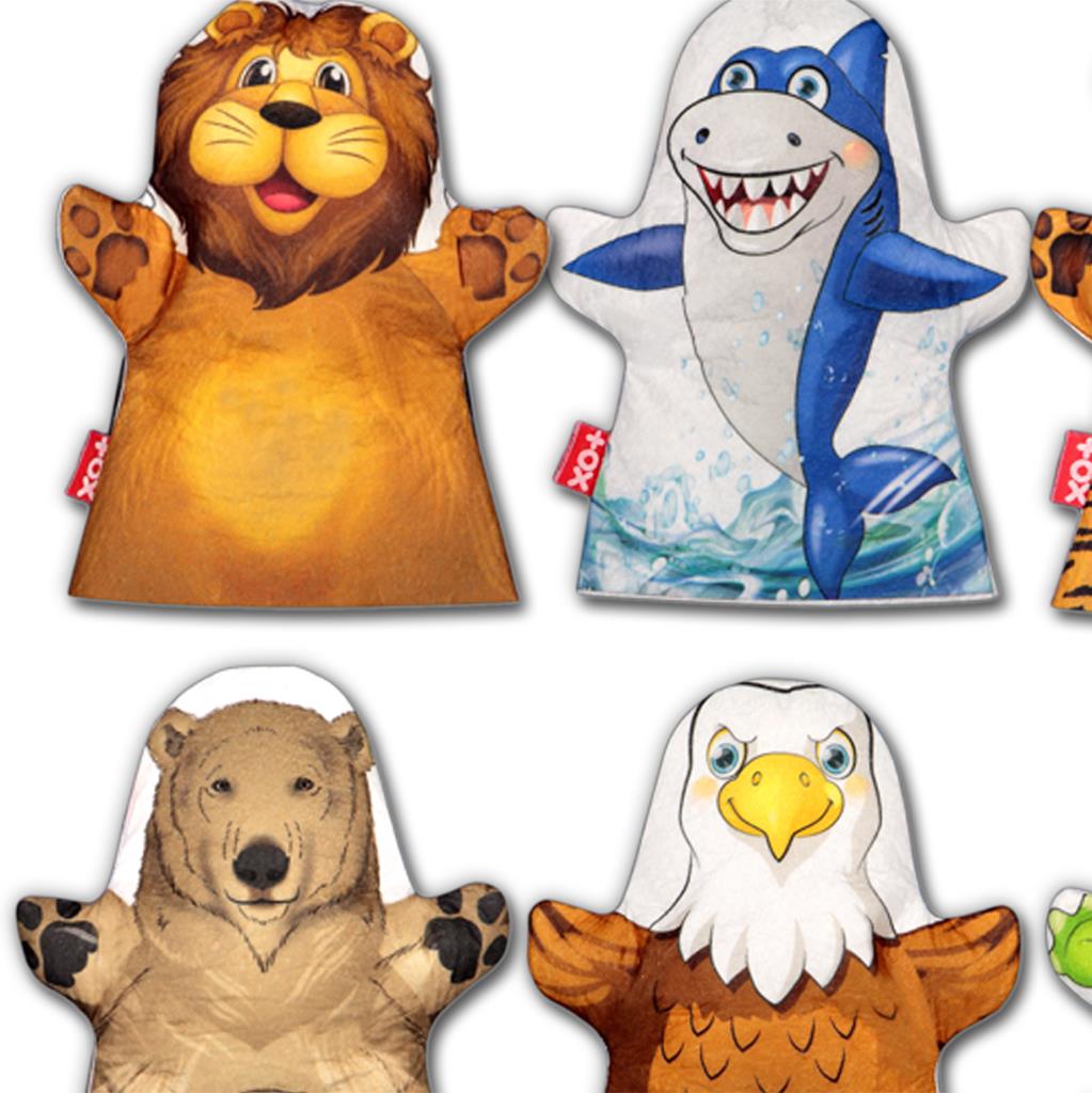 6 Piece Wild Animals Hand Puppet Set , Educational Toy