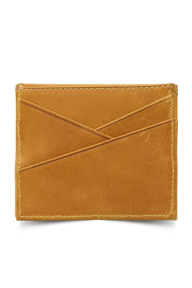 Antique Yellow Leather Card Holder