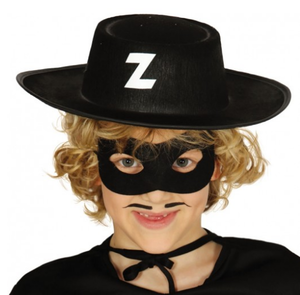 Zorro Hat with Z Logo and Zorro Mask Child Size