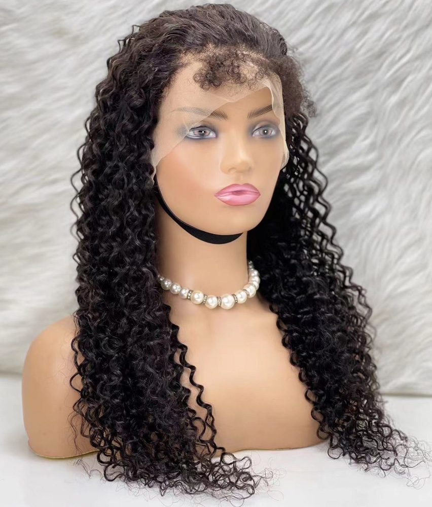 Real Hair Front Lace Tulle Wig / Water Wavy Look / Natural 65/70cm