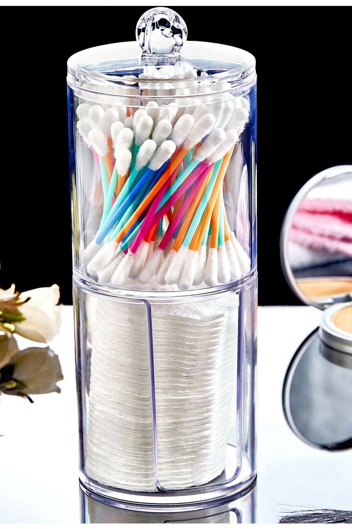 2-Tier Makeup Cotton Swab and Q-tip Organizer