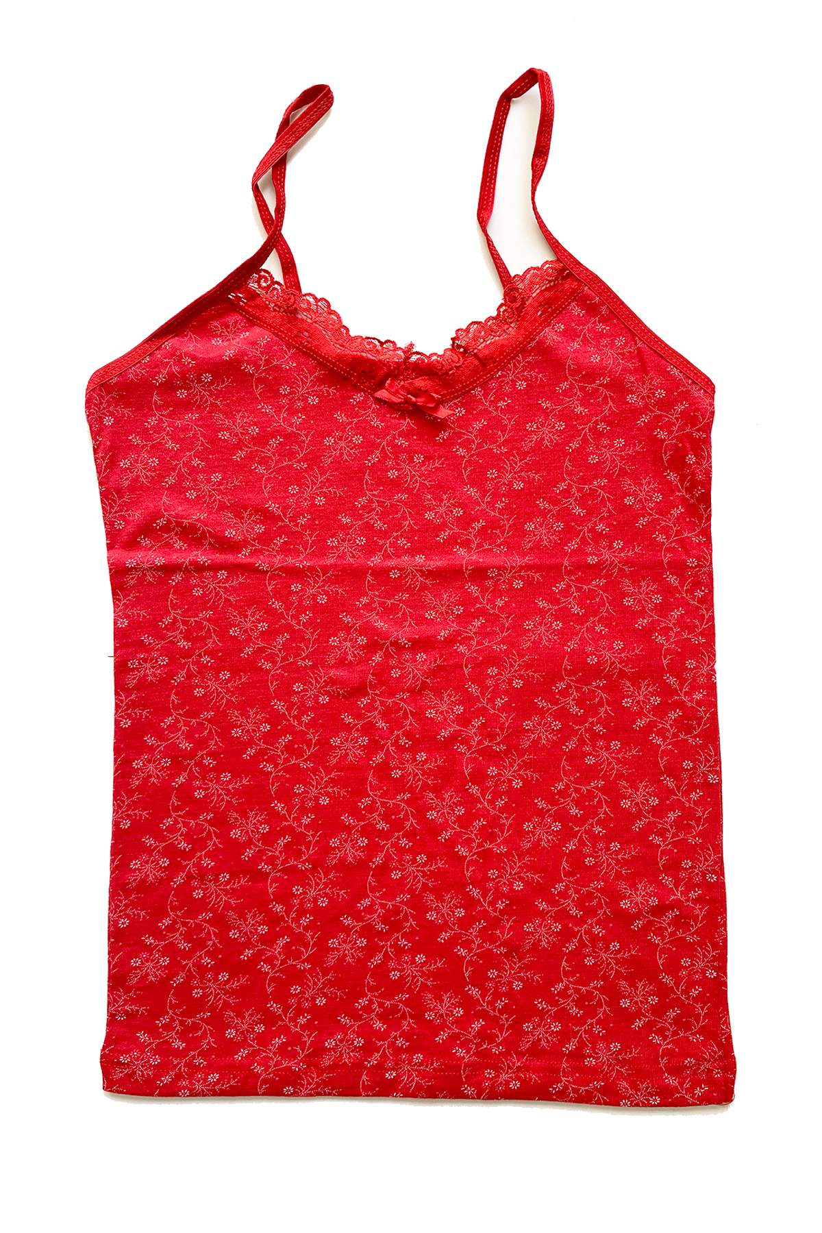 Women's Strappy Patterned Tank Top Lacy Spun Cotton Combed D9