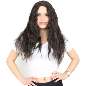 Fluffed Wavy Long Kanekalon Fiber Synthetic Wig / Brown