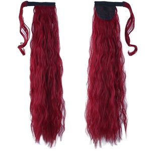 Tie Tied Embossed Wavy Ponytail / Red