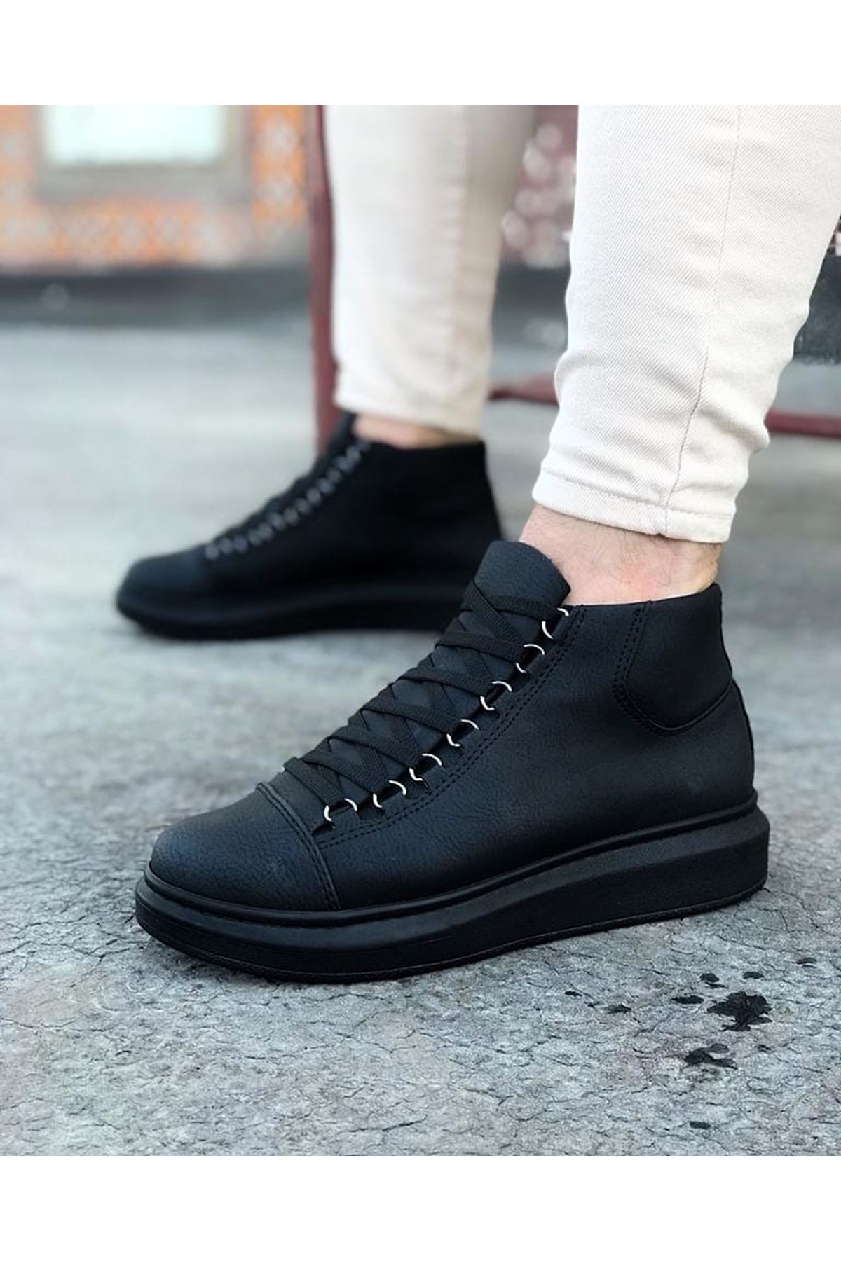 Charcoal Lace-up Sneakers Ankle Boots