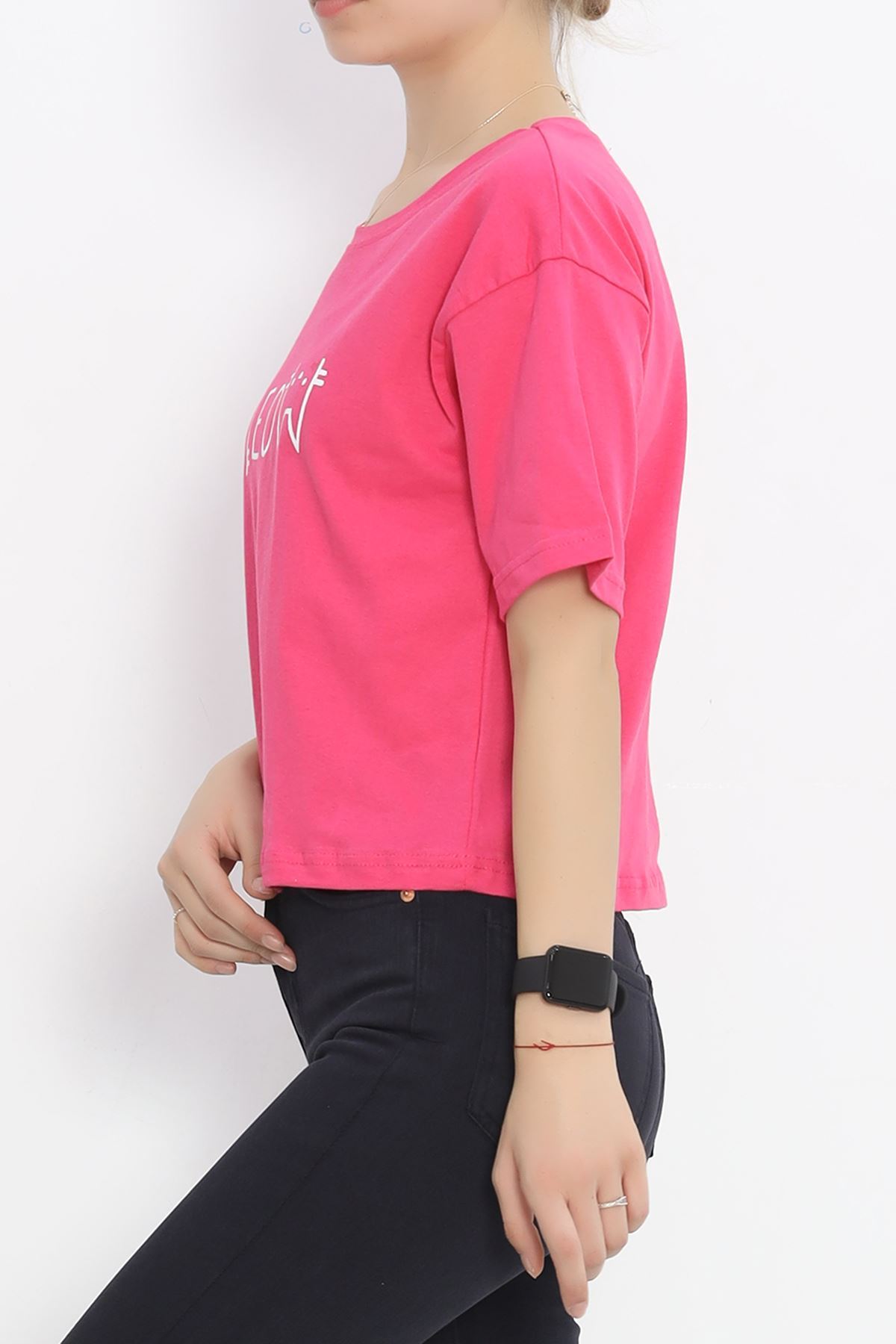 Printed Crop T-shirt Fuchsia