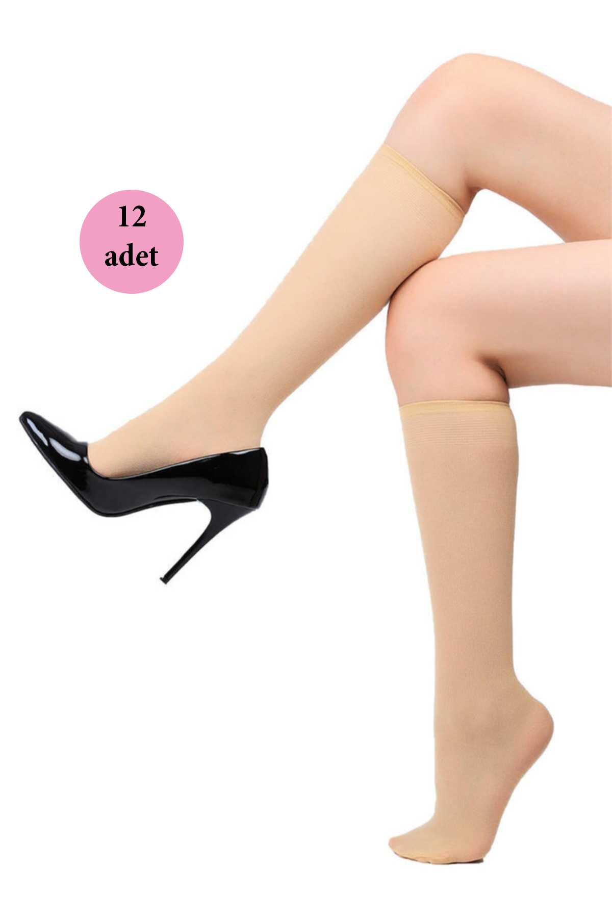 12 Pcs Medium Thick Knee High Socks 40 denier 51 Sahara