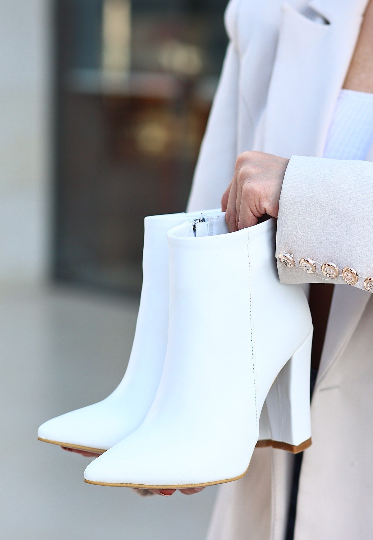 White Skin Heeled Boots