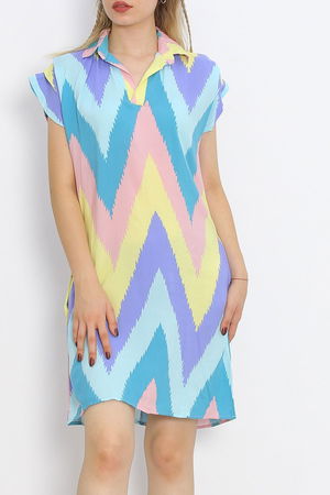 Polo Collar Dress Rainbow