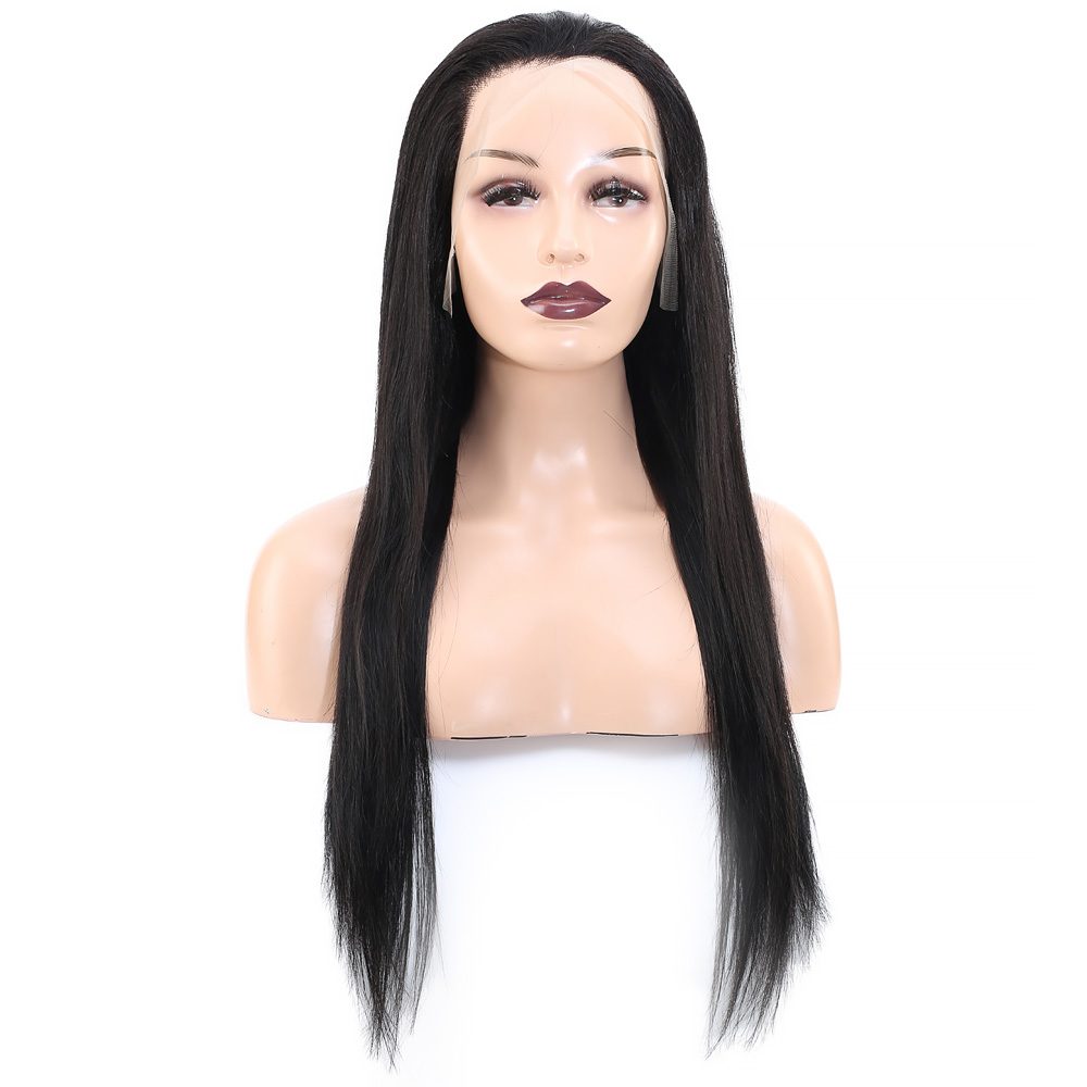 Front Lace Real Hair Tulle Wig Straight / Natural / 65/70cm