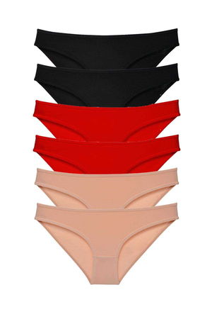 6pcs Super Eco Set Lycra Women Slip Panties Black Red Skin