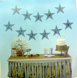 Silver Star on Blue Happy Birthday Pennant Ornament