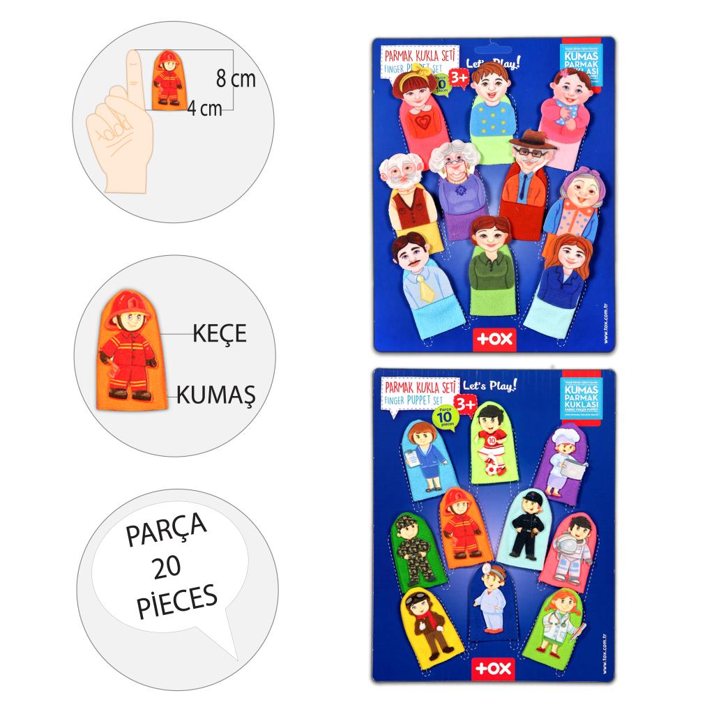 2 Sets - 20 Pieces Family Members and Professions 20 Piece Finger Puppet