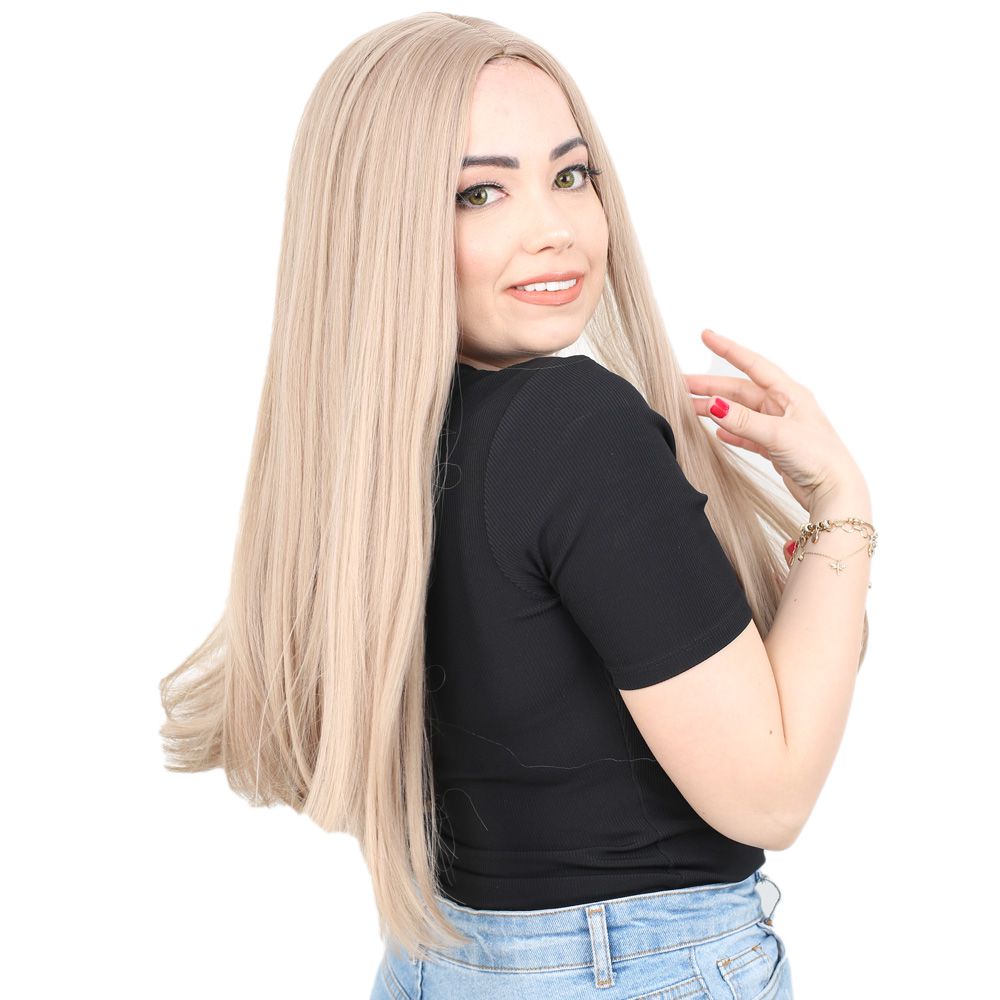 Kanekalon Fiber Synthetic Long Straight Wig / Ashy Baby Yellow