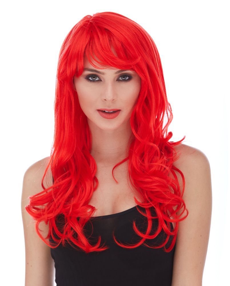 Red Color Long Wavy Party Wig