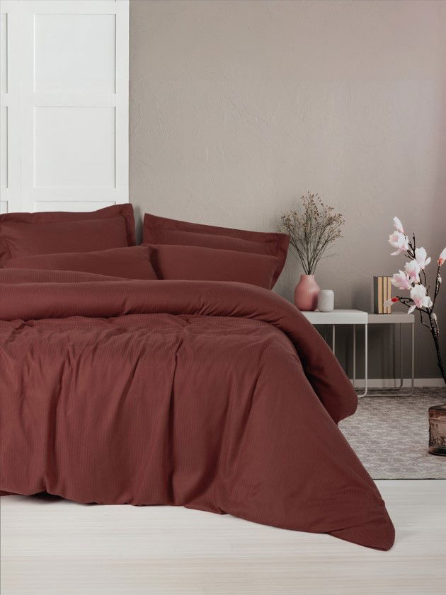 Double Duvet Cover Set Tensel Craft Burgundy