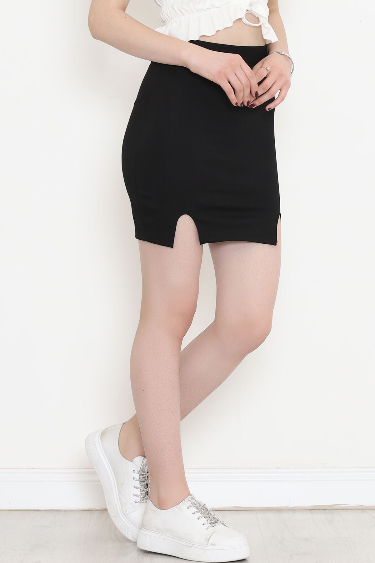 Double Slit Mini Skirt Black