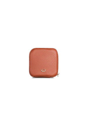 Tan Zippered Leather Mini Accessory Bag