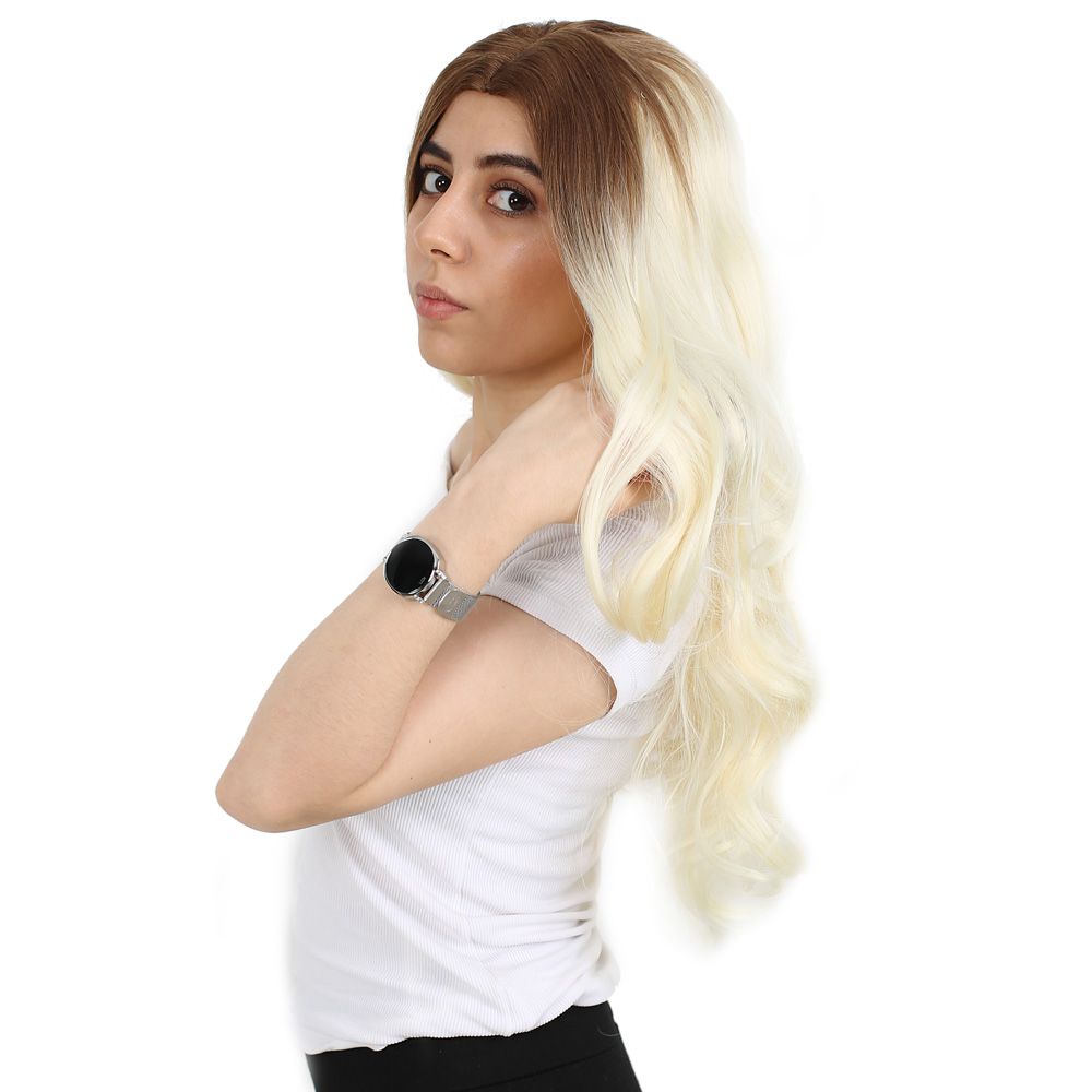 Super Dense Wavy Kanekalon Fiber Synthetic Long Bangs Wig / Balköp / Platinum Long Ombré