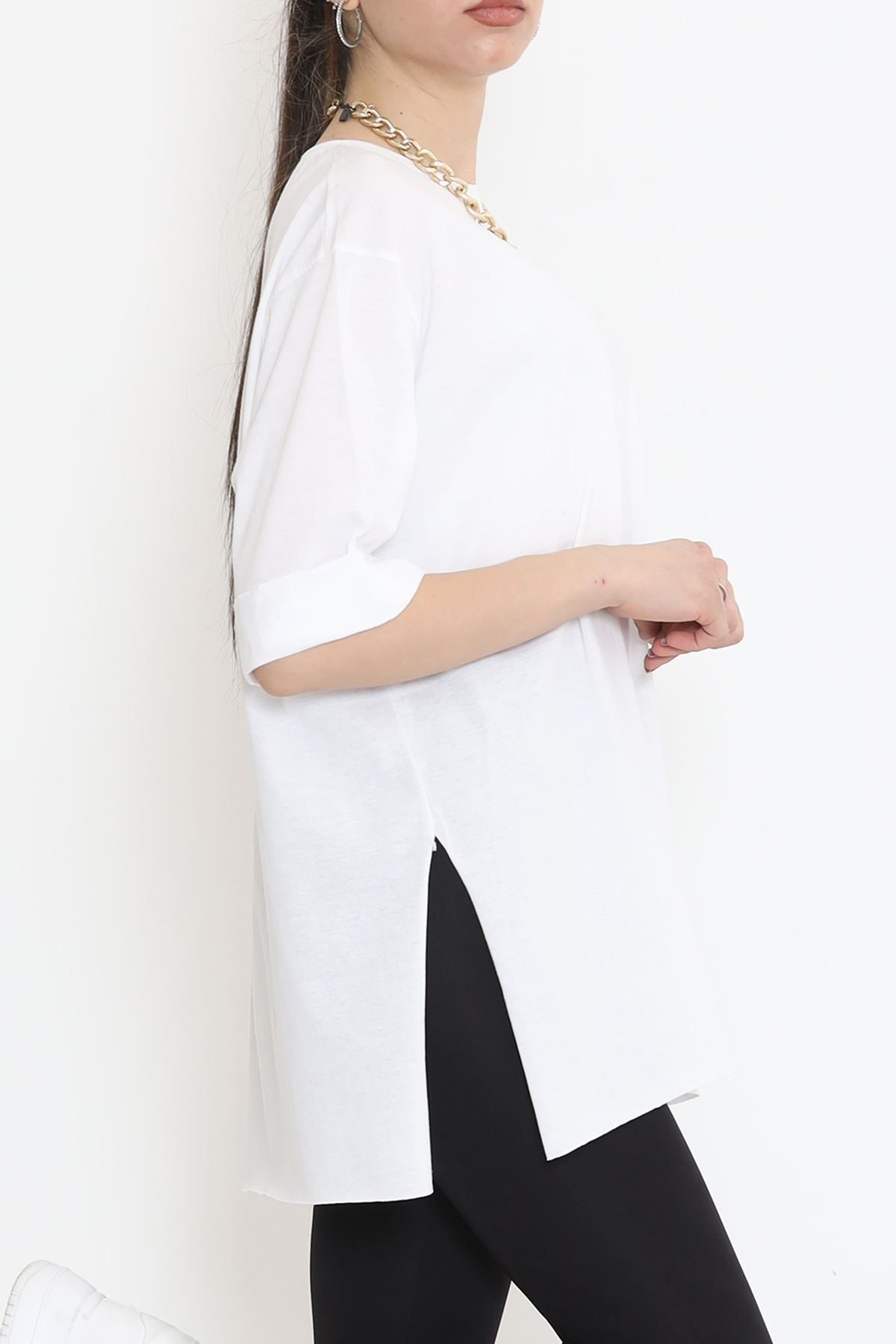 Plus Size Double Sleeve T-Shirt White