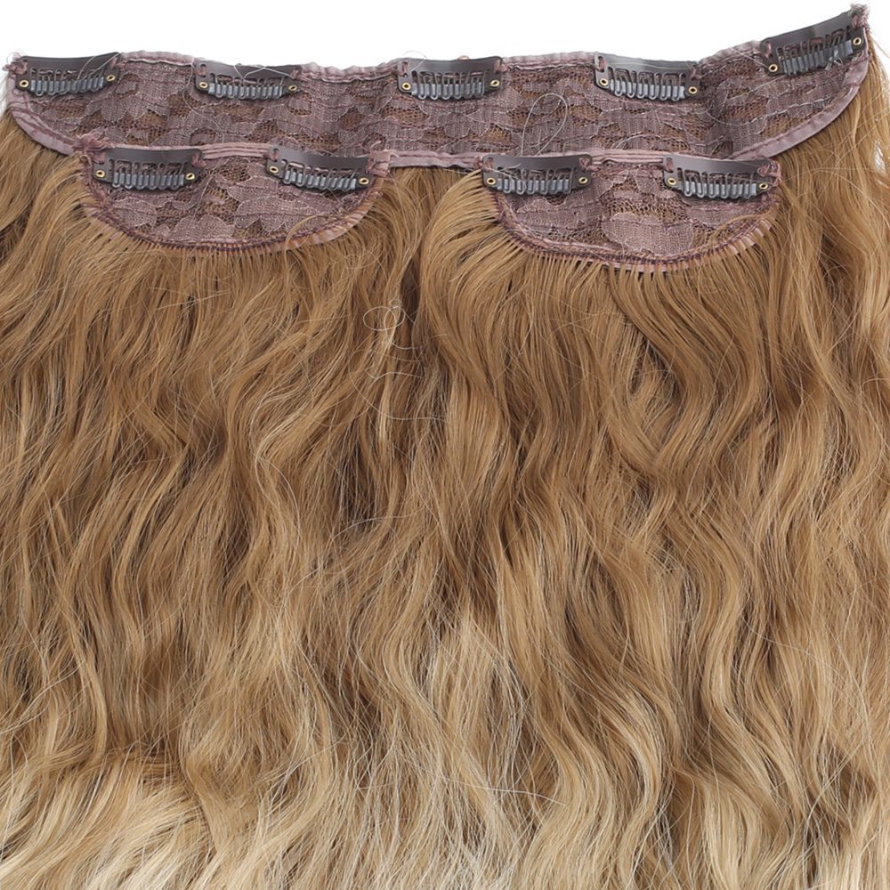 Kanekalon Fiber Synthetic Embossed Wavy Half Moon + 2 Side Hair Snaps / Auburn Platinum Ombré