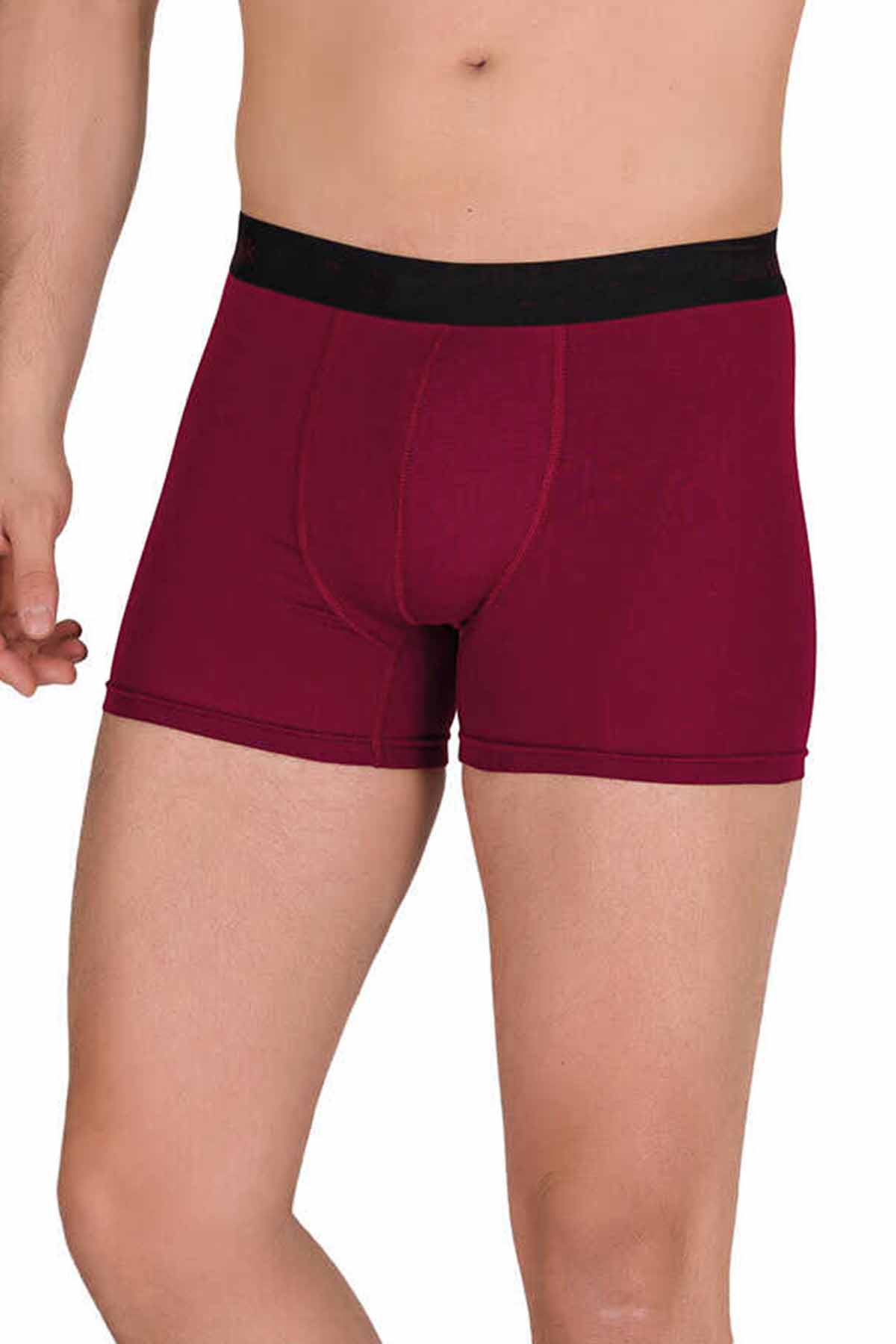 Cotton Modal Lycra Stretchy Men's Boxers Burgundy 4476B