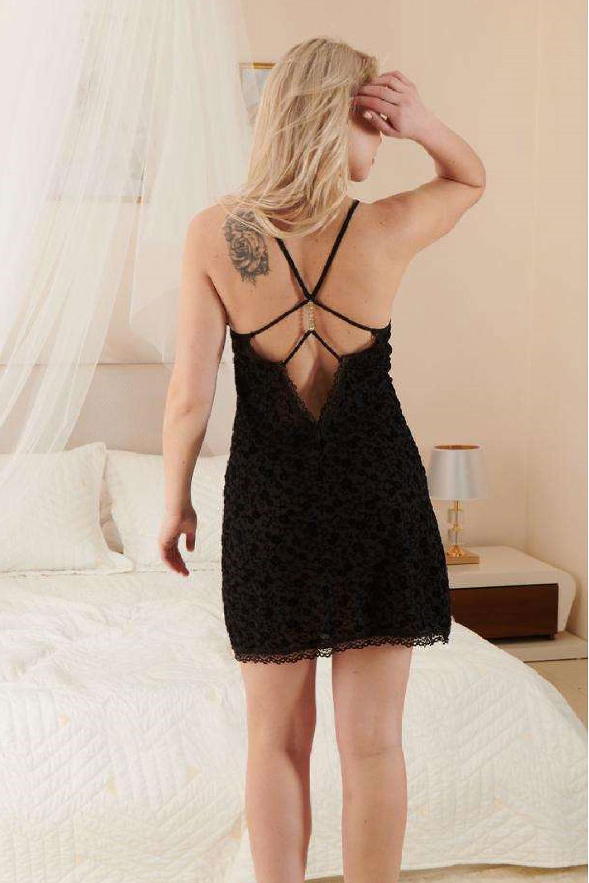 Women's Stylish Comfortable Fantasy Nightgown 4013 Black - Turk