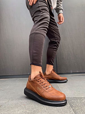 High Sole Casual Shoes Tan (Black Sole)