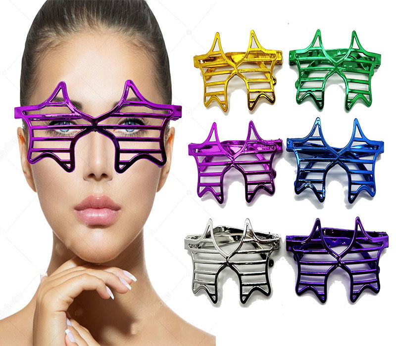 Metallized Extra Shiny Star Blinds Party Glasses 6 Colors 6 Pcs