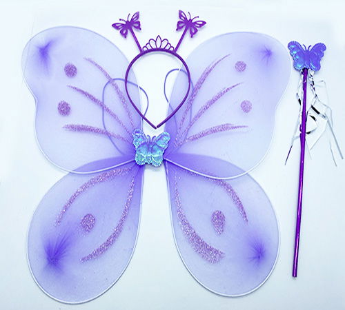 Lilac Color Butterfly Wing Crown and Bat 50x37 cm