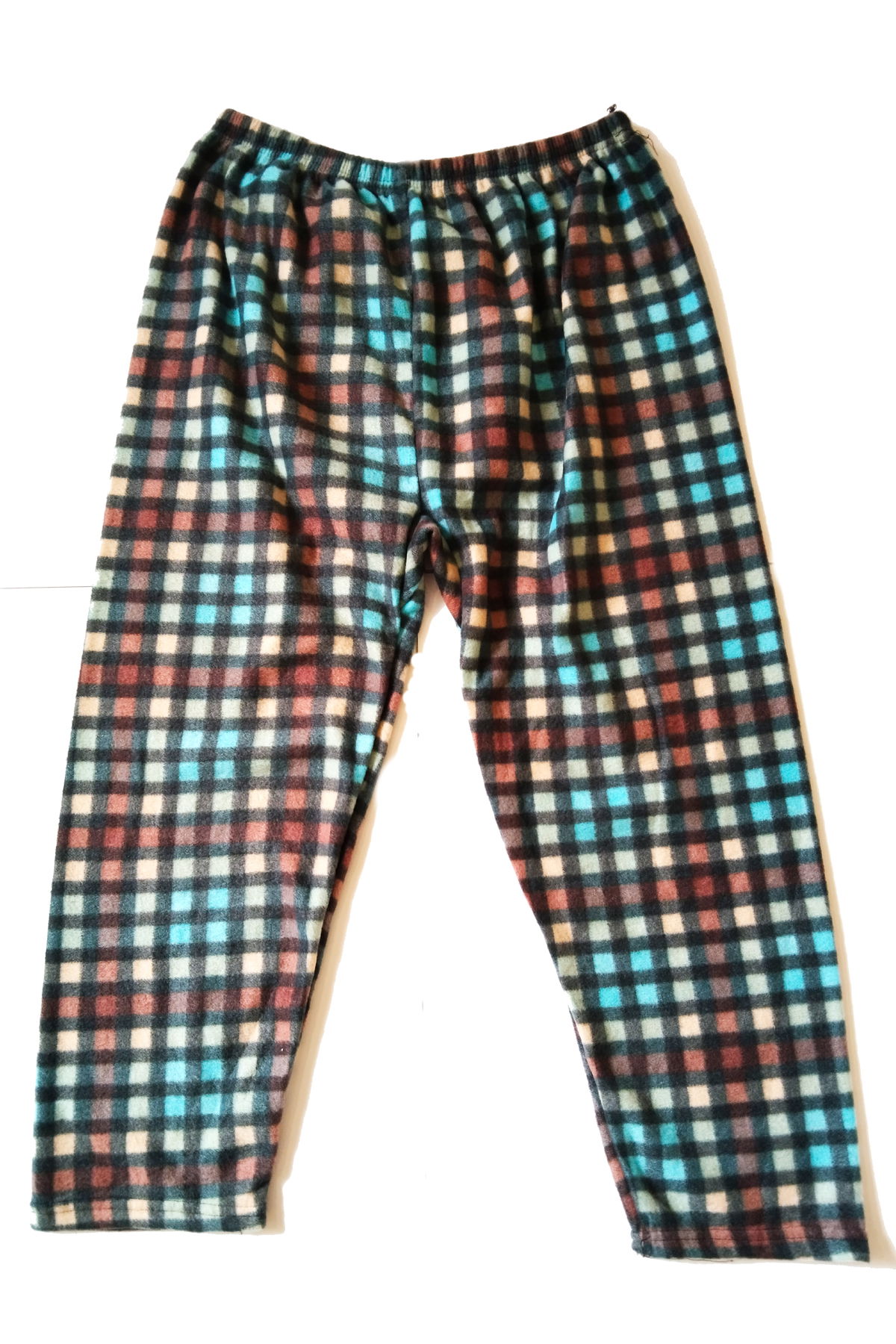 Unisex Fleece Pajama Bottoms Thermal Feature Square Pattern Plus Size Home Wear Pocketless