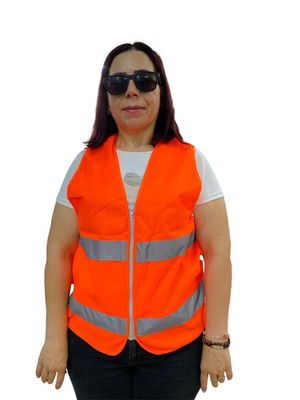 Zippered Orange Warning Vest XL Size 59 cm