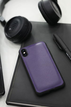 Purple Saffiano Leather iPhone X/XS Case