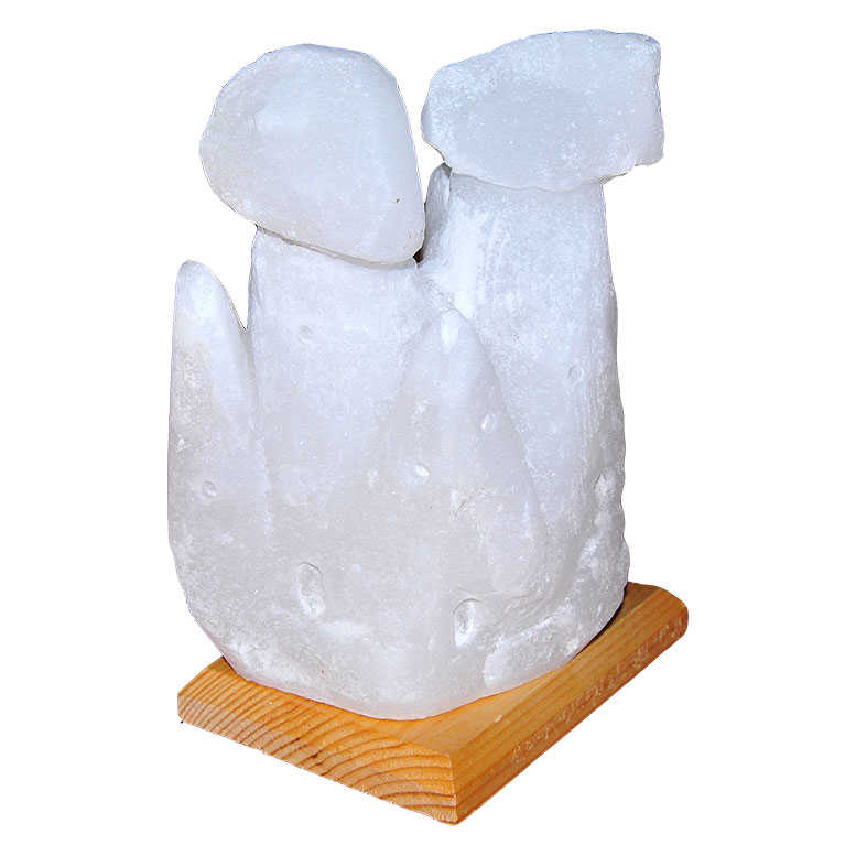 Two Chimney Fairy Chimney Shaped Natural Rock Salt Lamp Cankiri White 4 - 5 Kg with Wired Bulb