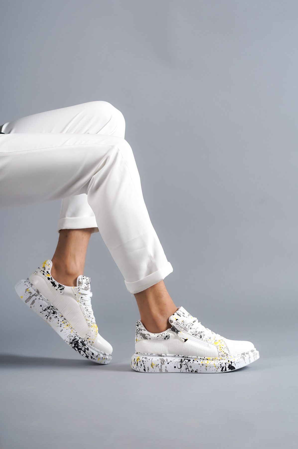 Crocodile White Yellow Men's Shoes