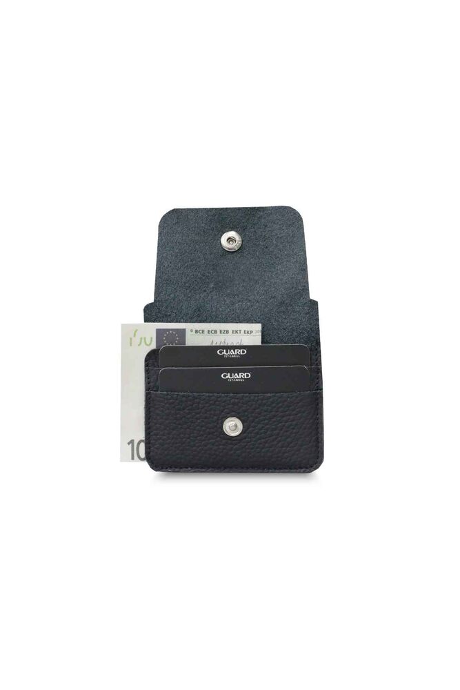 Mini Leather Card Holder with Black Paper Money Compartment