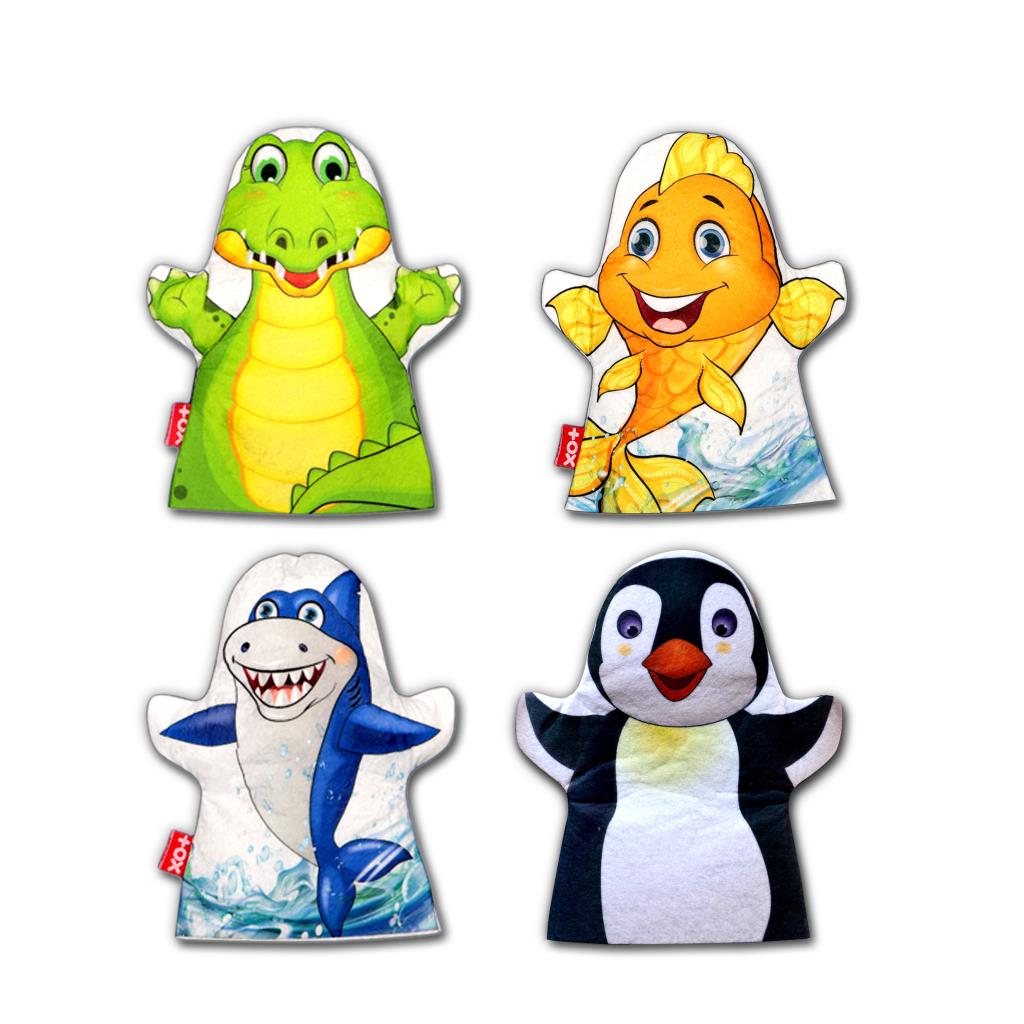 4 Piece Animals in Water Hand Puppet Set , Educational Toy