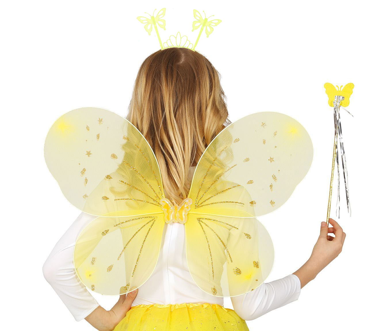 Yellow Color Butterfly Wing Crown and Bat 50x37 cm